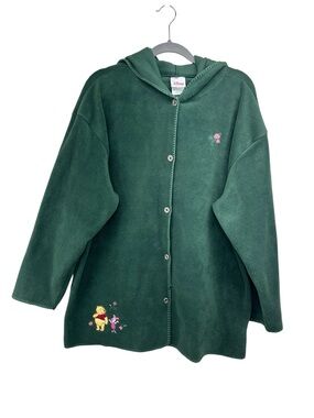 Disney Store Winnie the Pooh Embroidered Fleece Hooded Cardigan Womens XXL